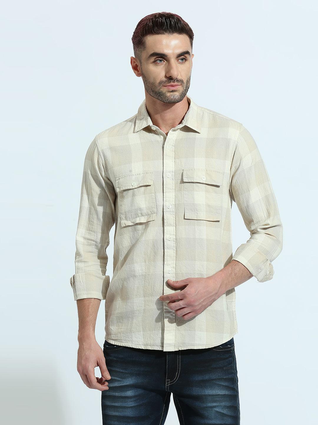 Beige Checkered Shirt - Image 2