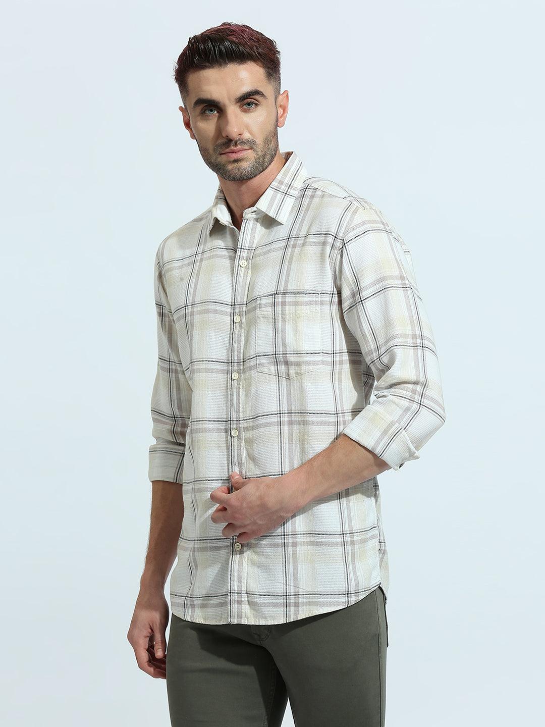 Beige Checkered Shirt - Image 4