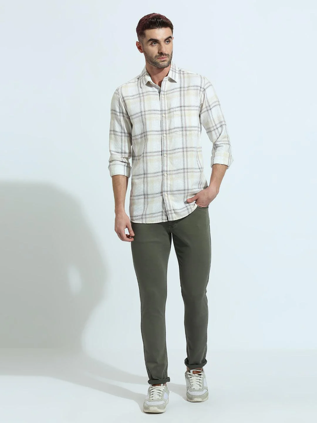 Beige Checkered Shirt - Image 7