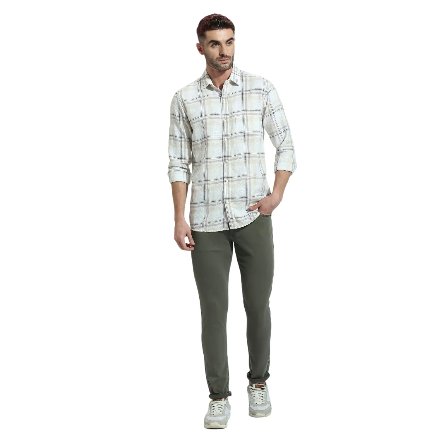 Beige Checkered Shirt - Image 8