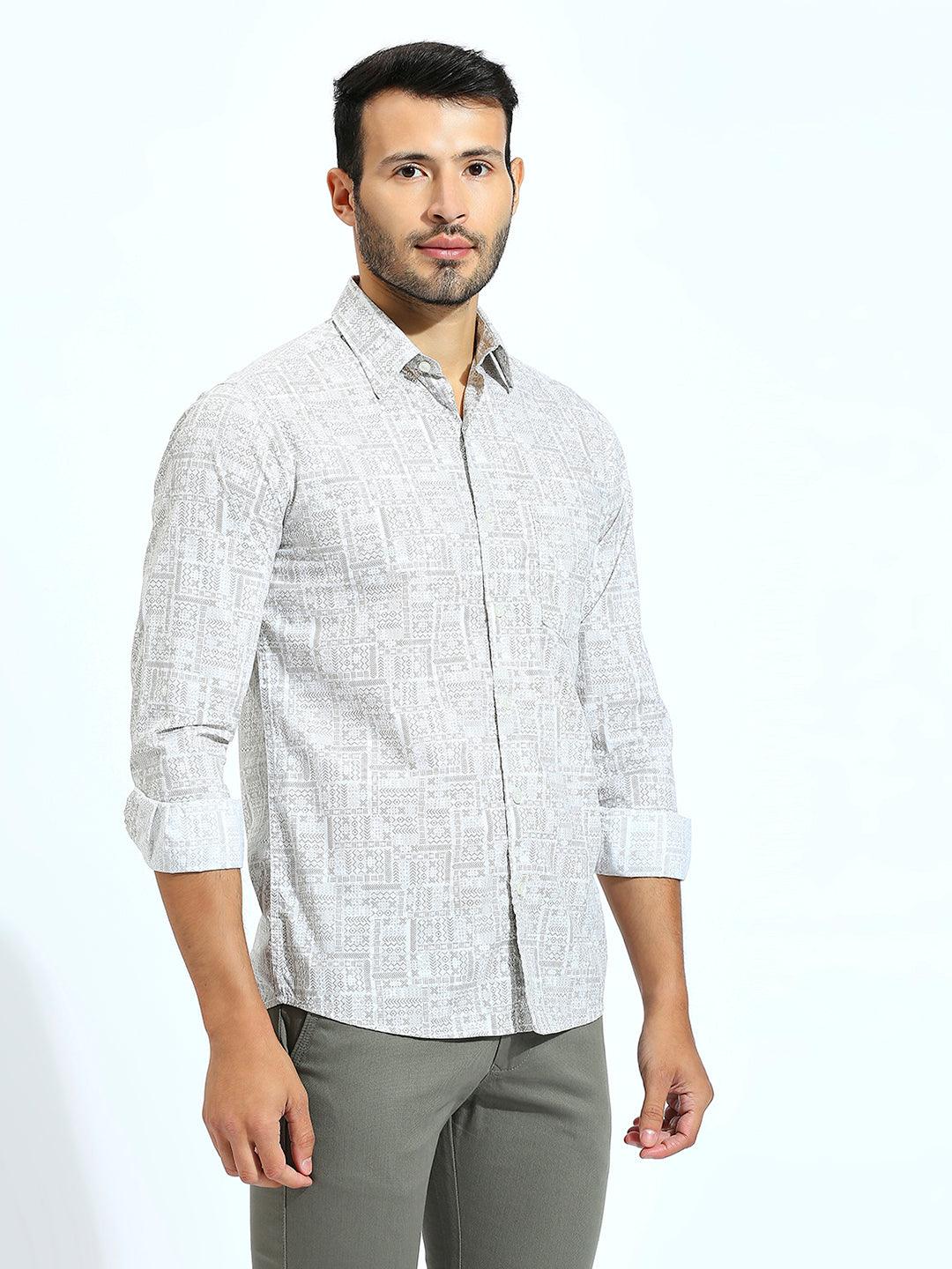 Beige Printed Shirt - Image 8