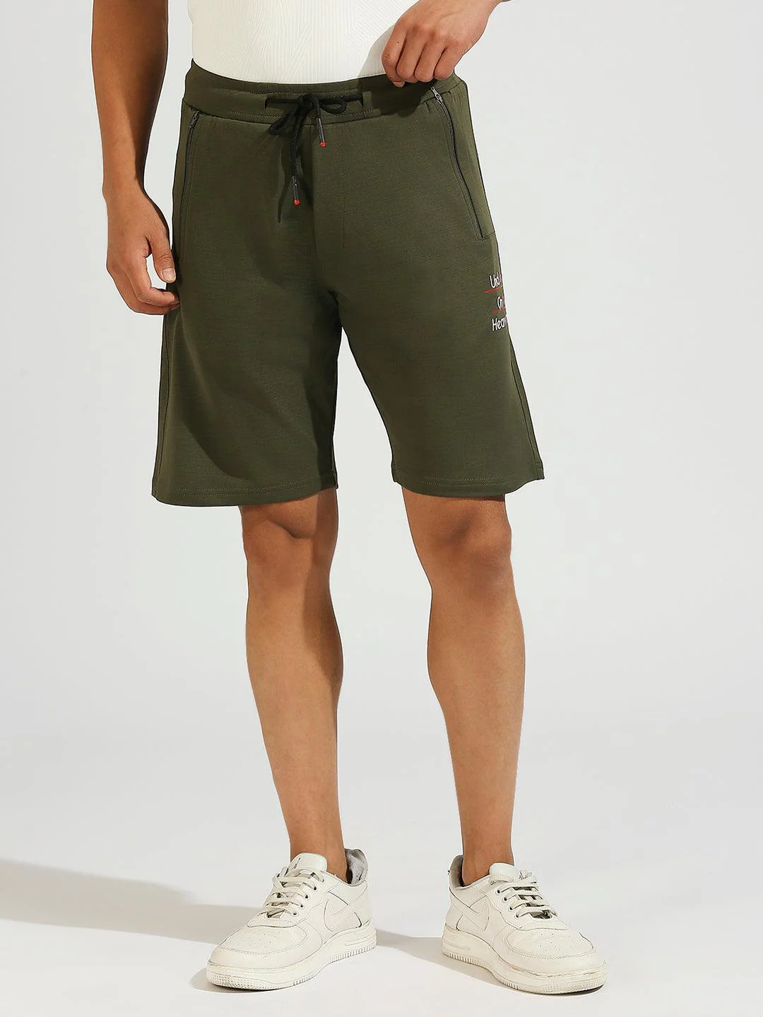 Zip Pocket Olive Shorts - Image 4