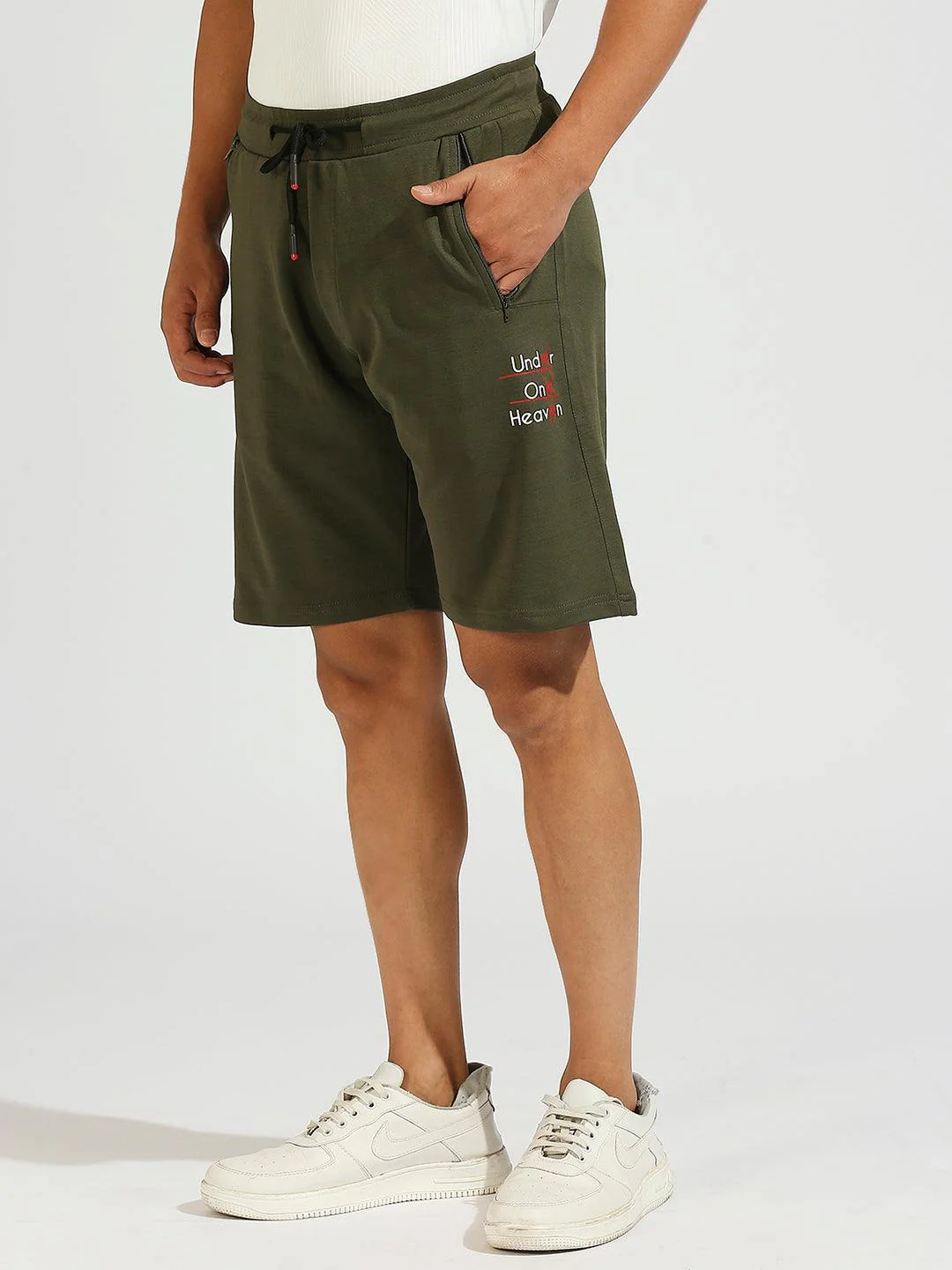 Zip Pocket Olive Shorts - Image 8