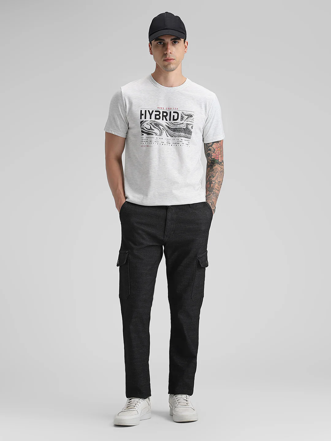 Ecru Melange Printed T-Shirt - Image 6