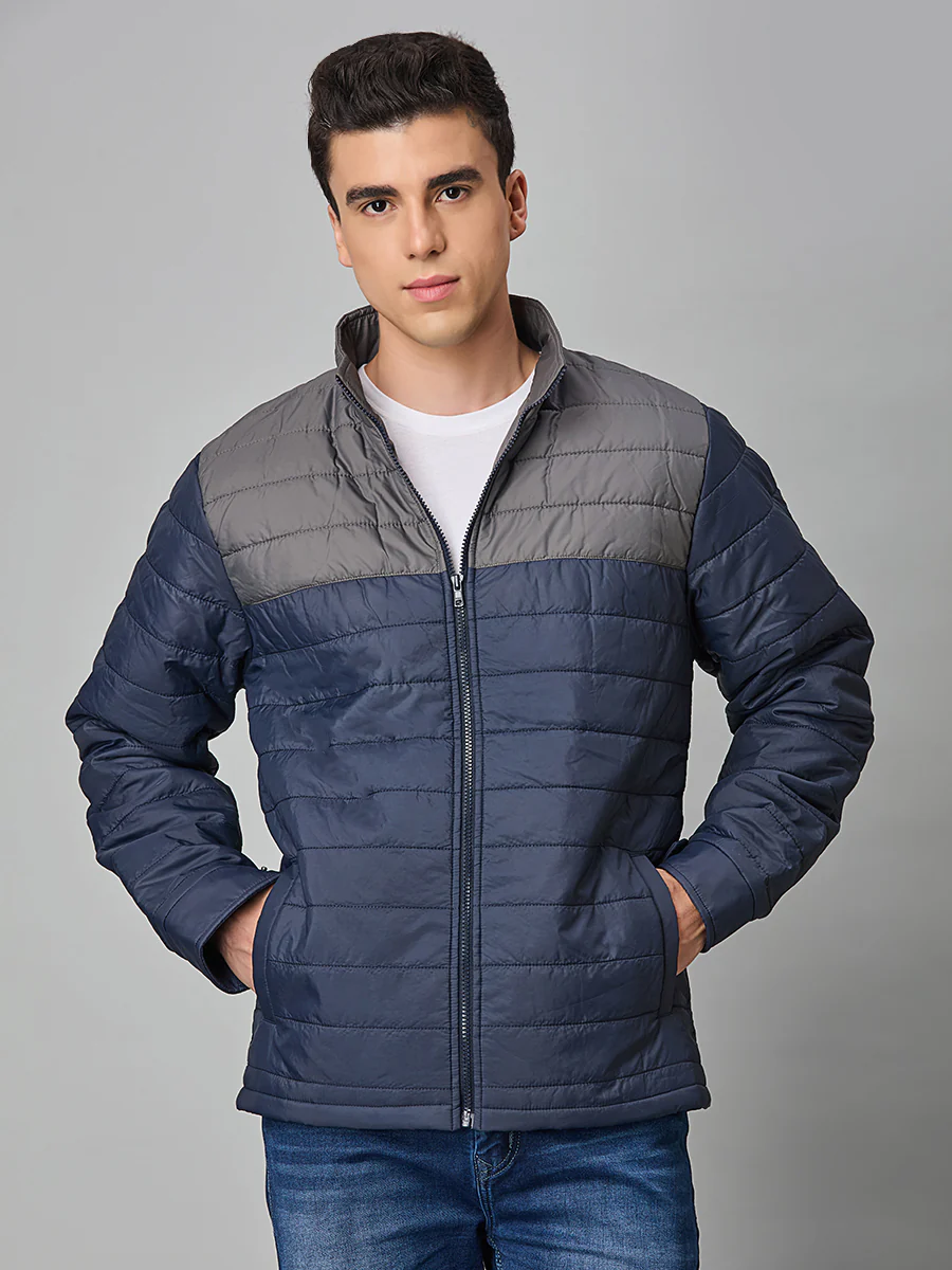 Navy Lightweight Puffer Jacket with Pocket - Image 2
