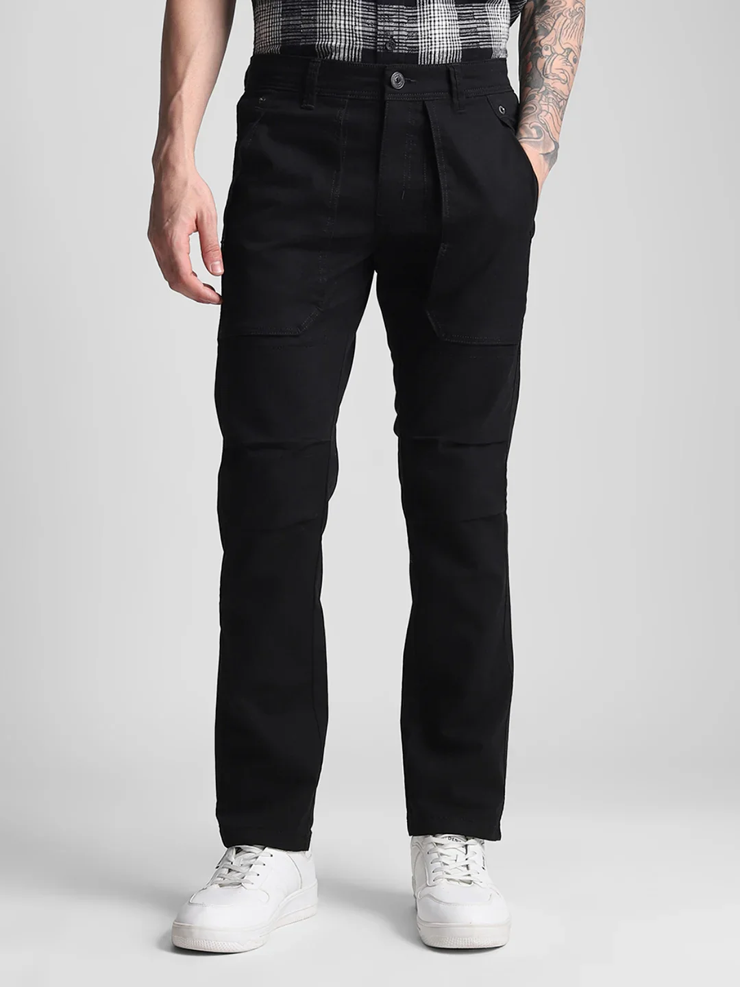 6 Pocket Black Twill Cargo Pant