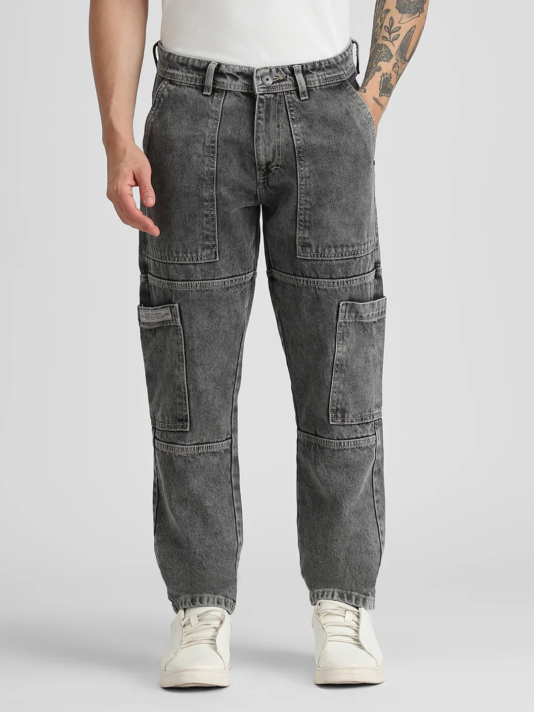 6 Pocket Grey Cloud Denim Cargo
