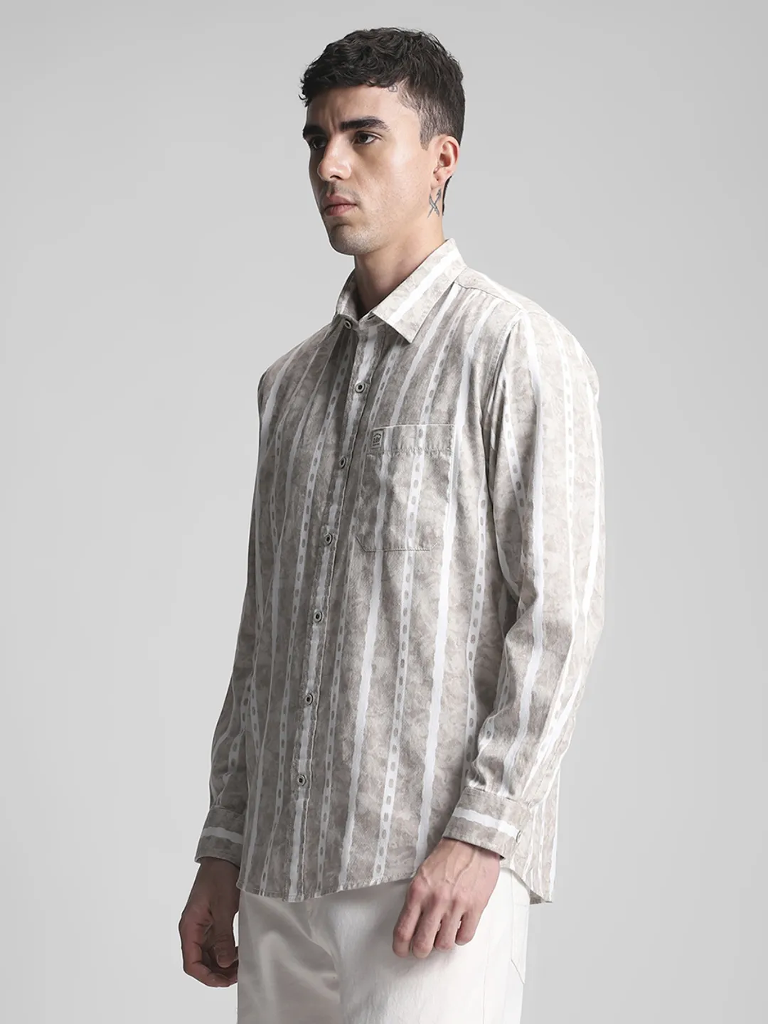 Beige Stripe Shirt - Image 6