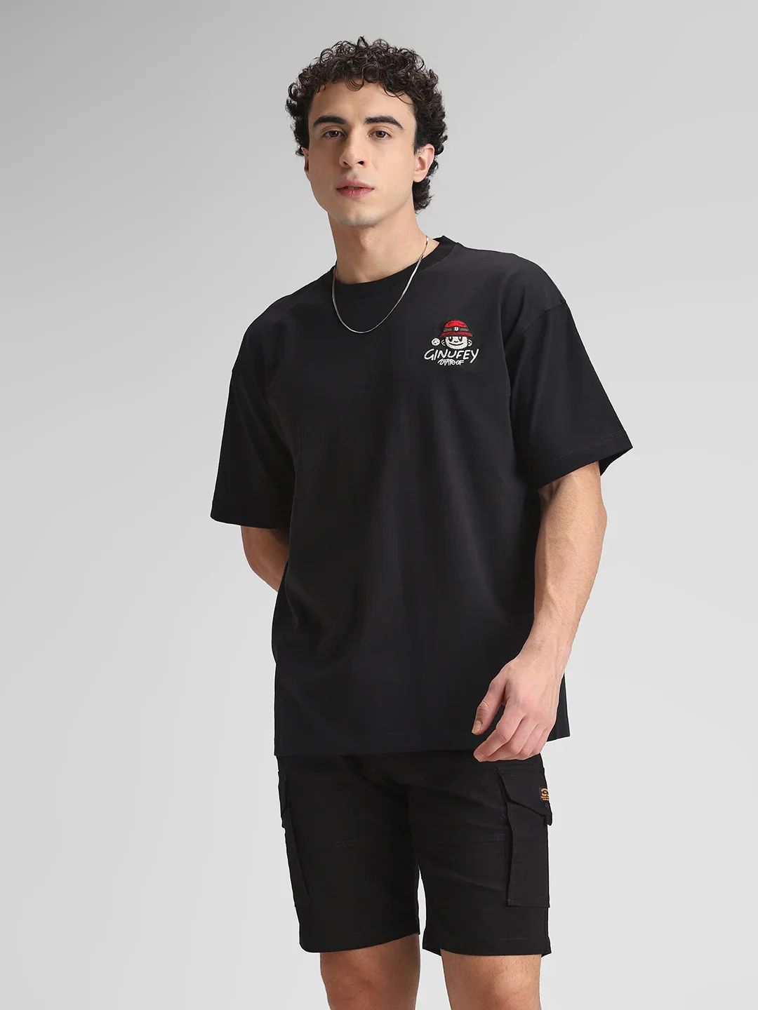 Black Oversize Printed T-Shirt - Image 6