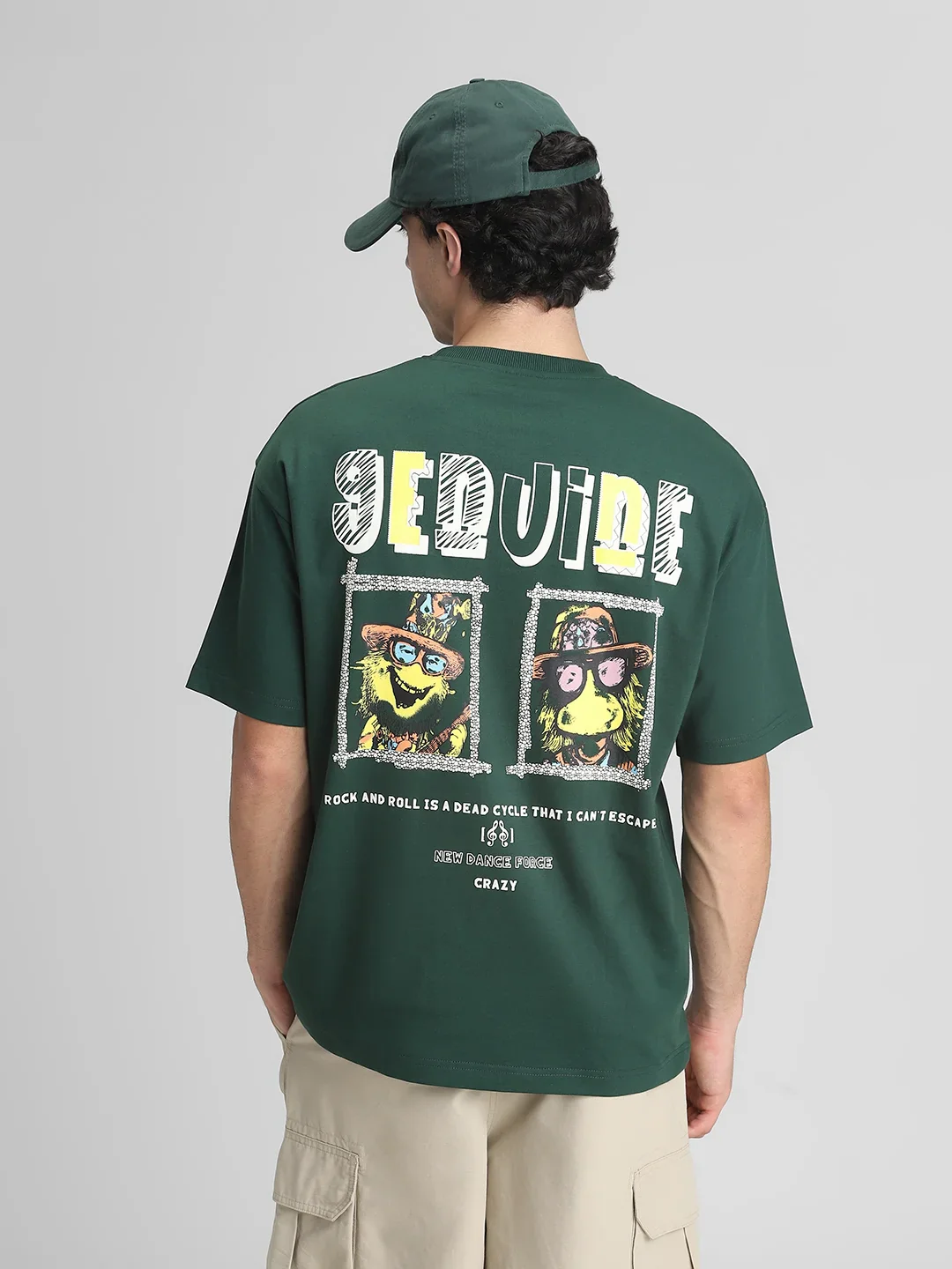 Bottle Green Oversize Printed T-Shirt - Image 6