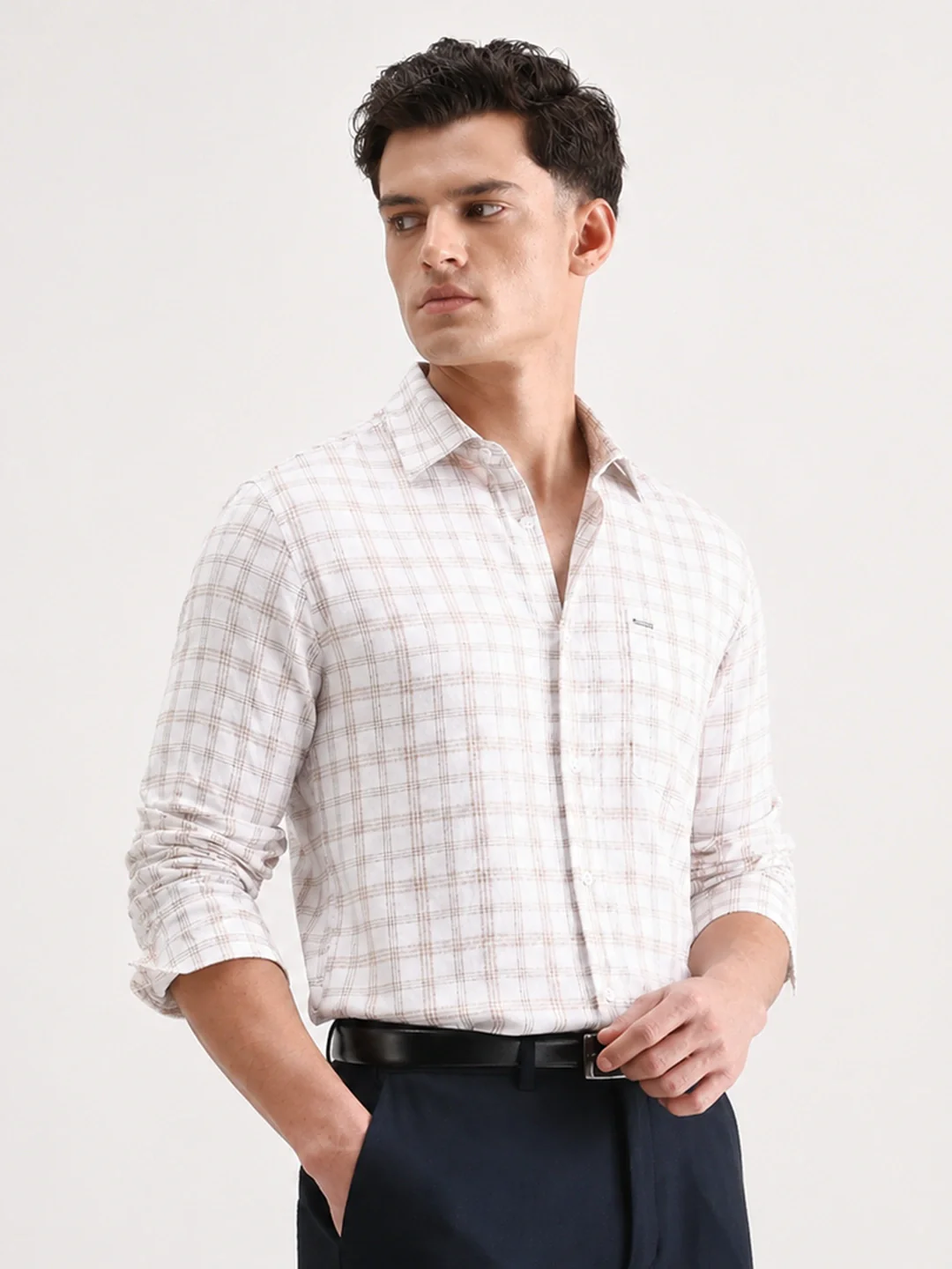 Beige Checkered Shirt - Image 2