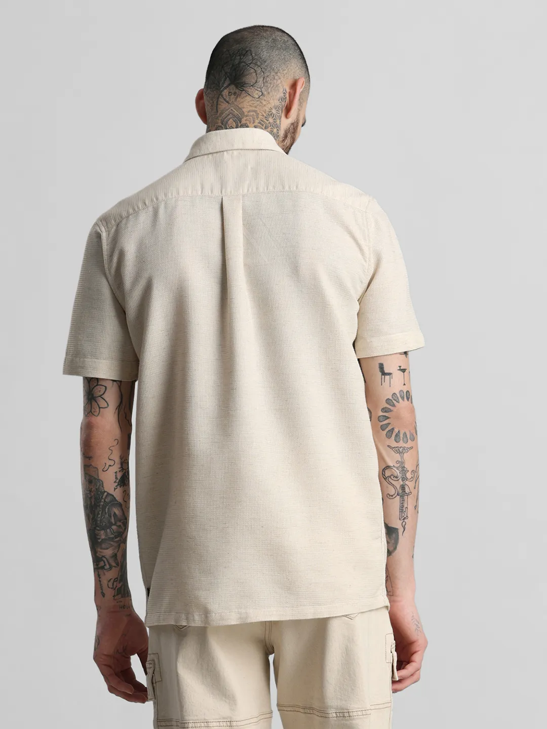 Beige Fine Textured Shirt - Image 5