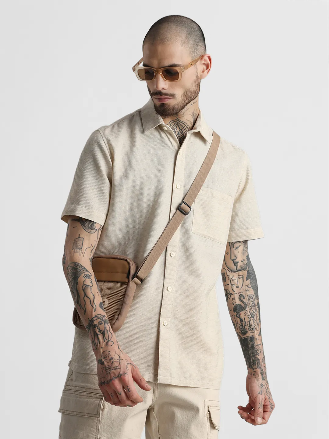 Beige Fine Textured Shirt - Image 7