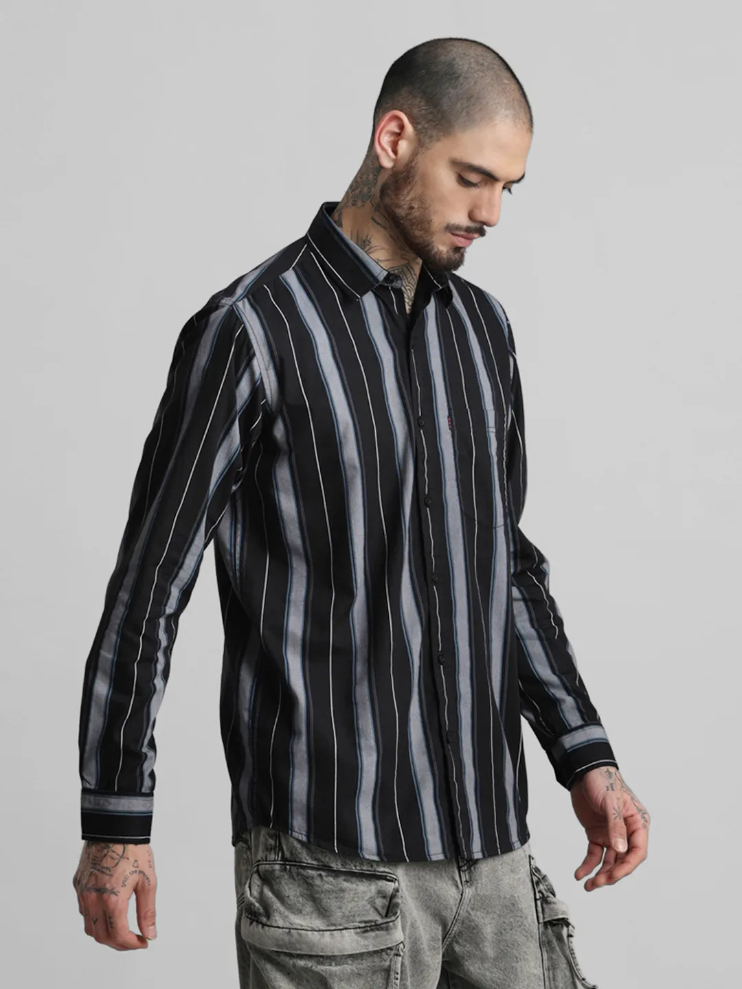 Black Striped Printed Shirt - Image 4
