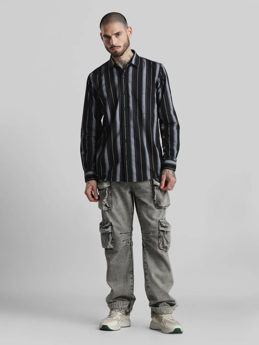 Black Striped Printed Shirt - Image 5