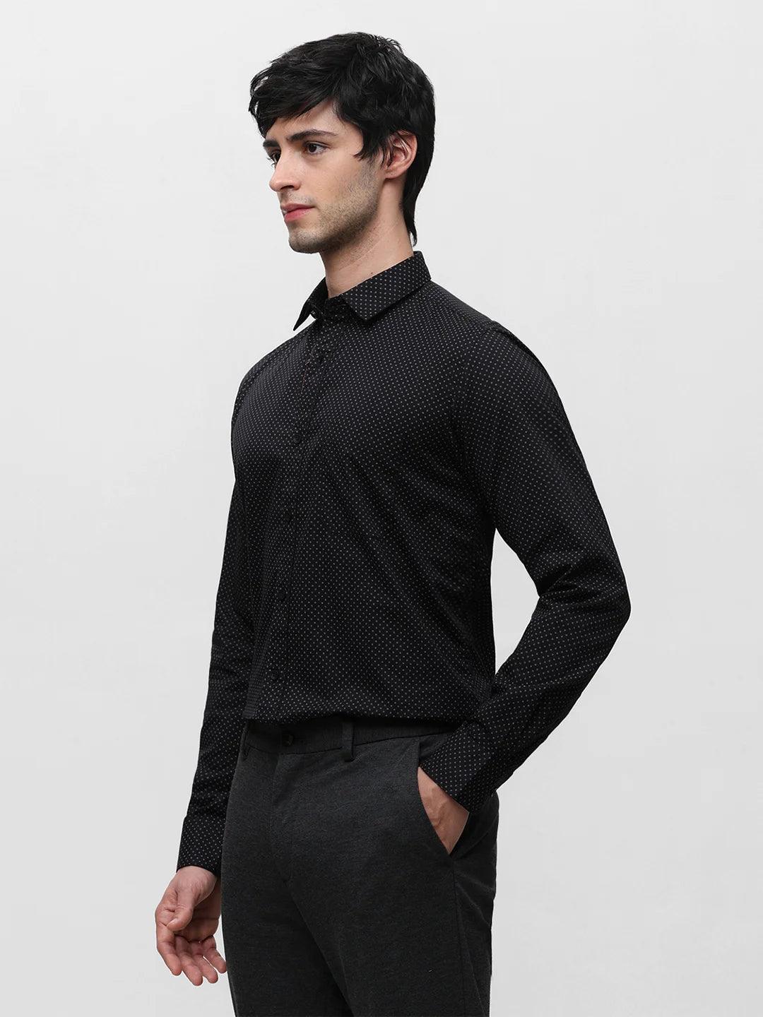 Black Printed Formal Shirt - Image 3