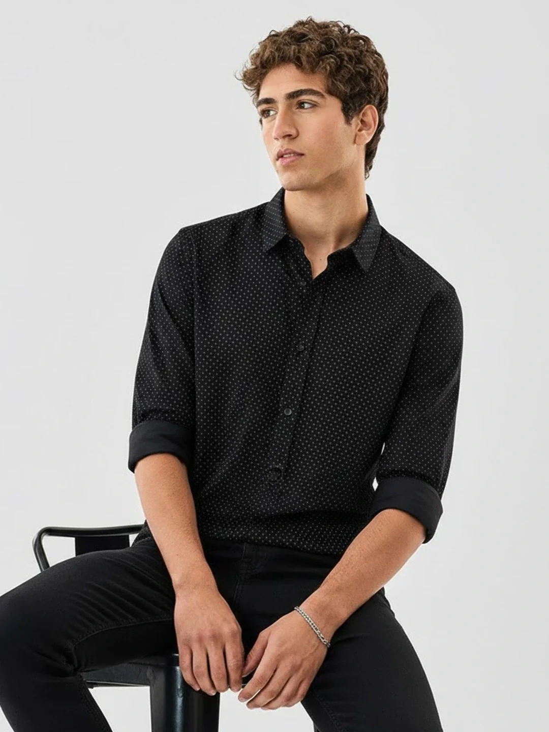 Black Printed Formal Shirt - Image 7