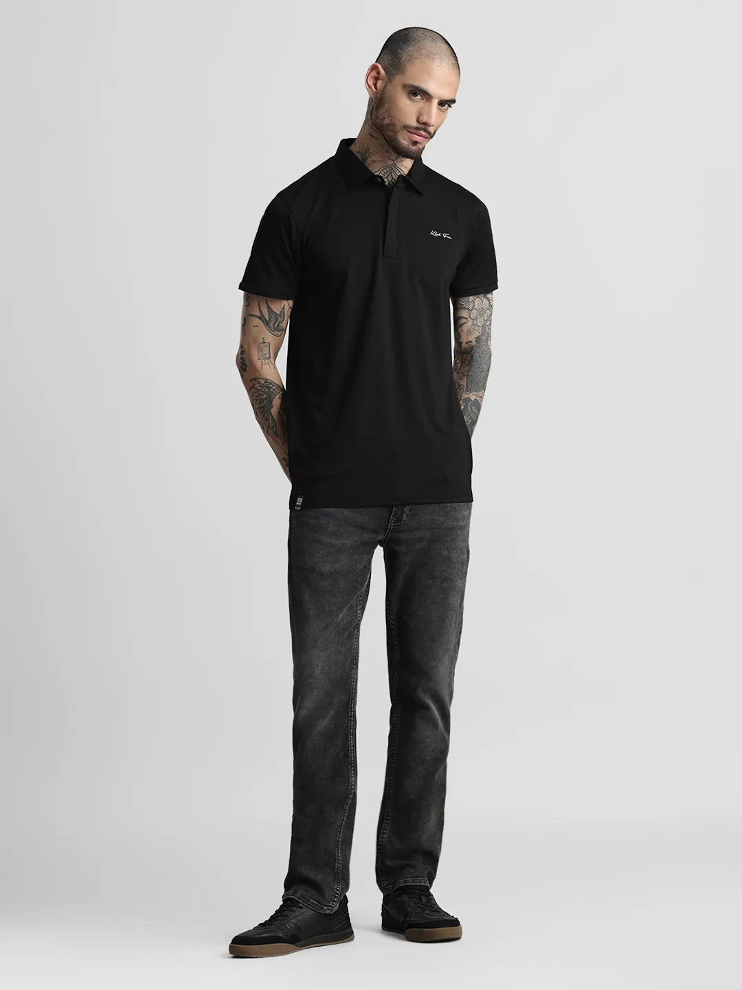 Premium Black Printed Polo T-Shirt - Image 4