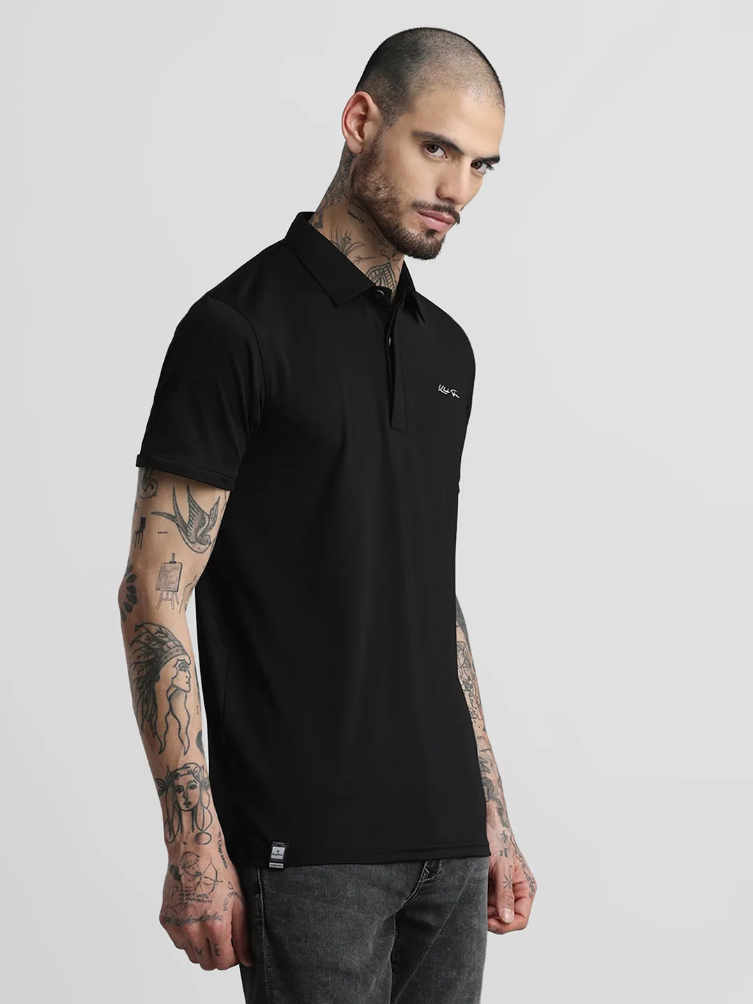 Premium Black Printed Polo T-Shirt - Image 5