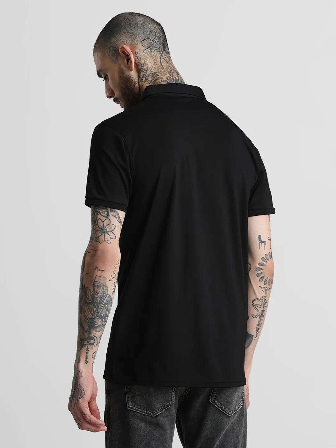 Premium Black Printed Polo T-Shirt - Image 7