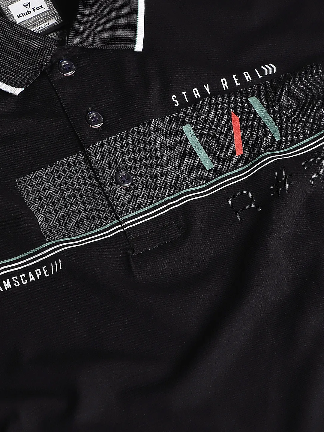 Black Printed Polo T-Shirt - Image 6
