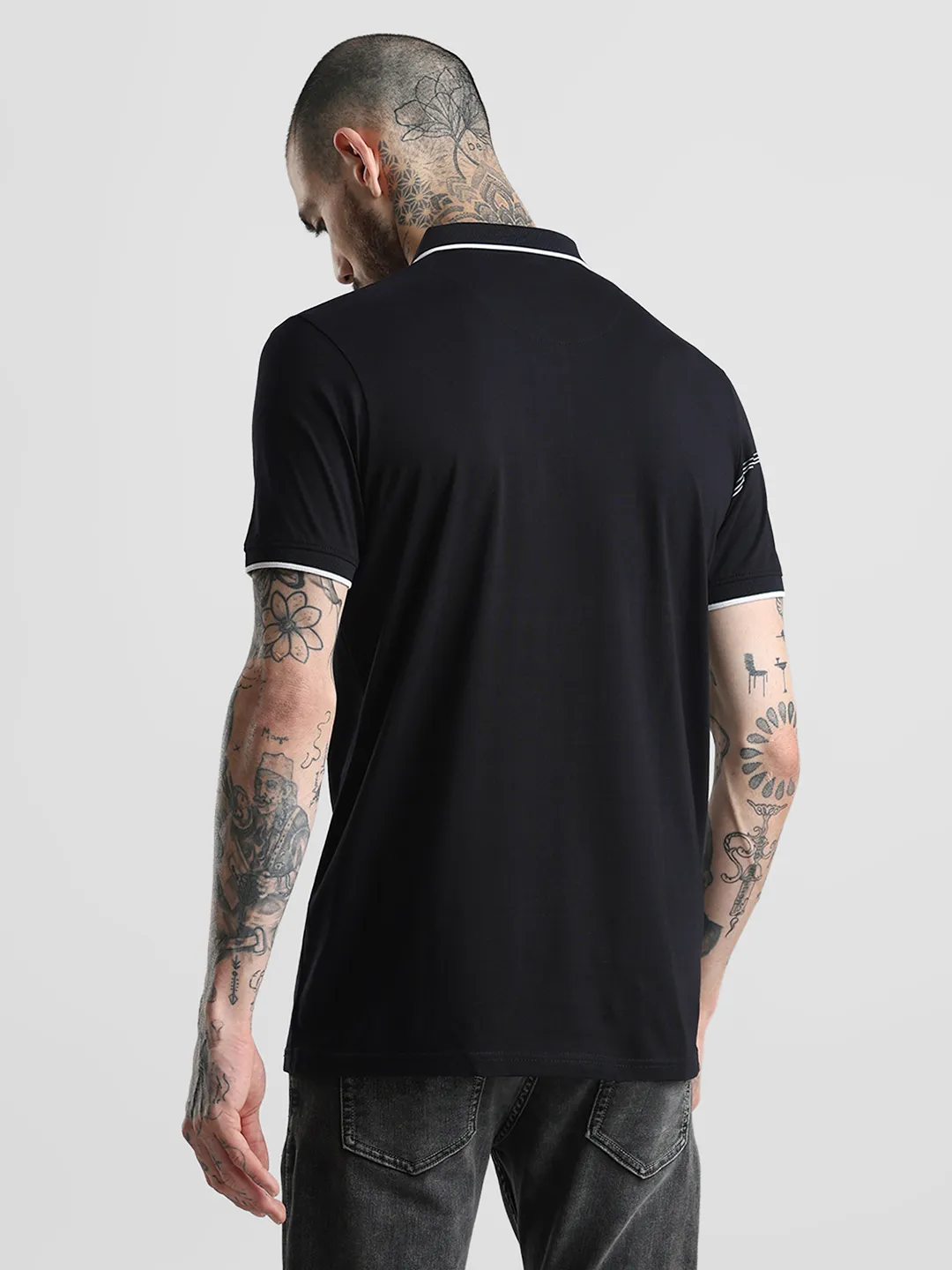 Black Printed Polo T-Shirt - Image 7