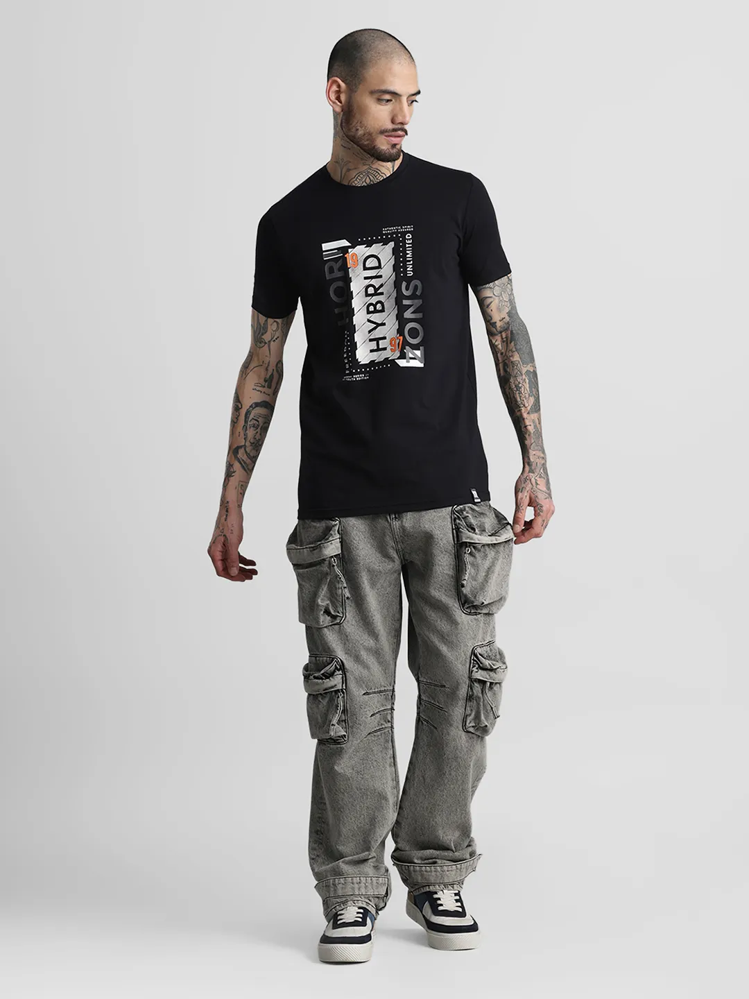 Black Printed Crew T-Shirt - Image 6