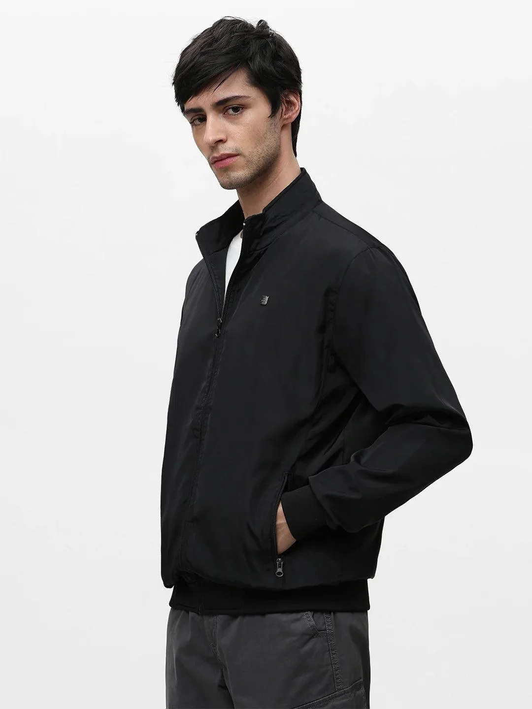 Black Solid Band Jacket - Image 3