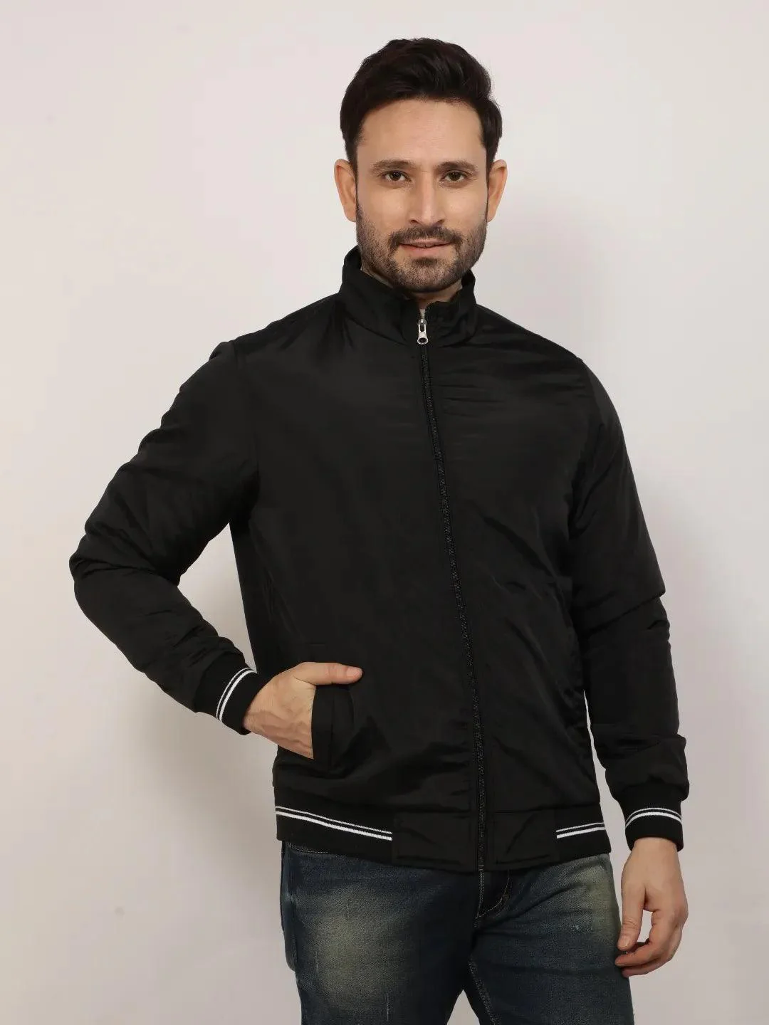 Black Solid Band Jacket - Image 7