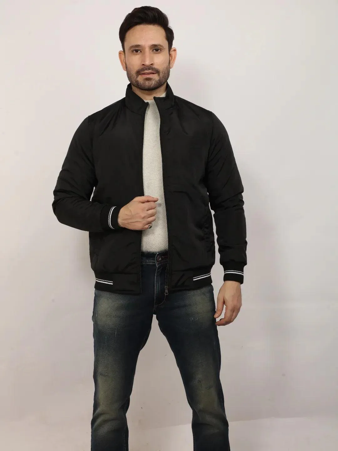 Black Solid Band Jacket - Image 9