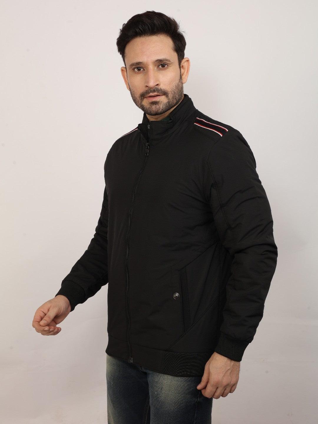Black Solid Zipper Jacket - Image 3