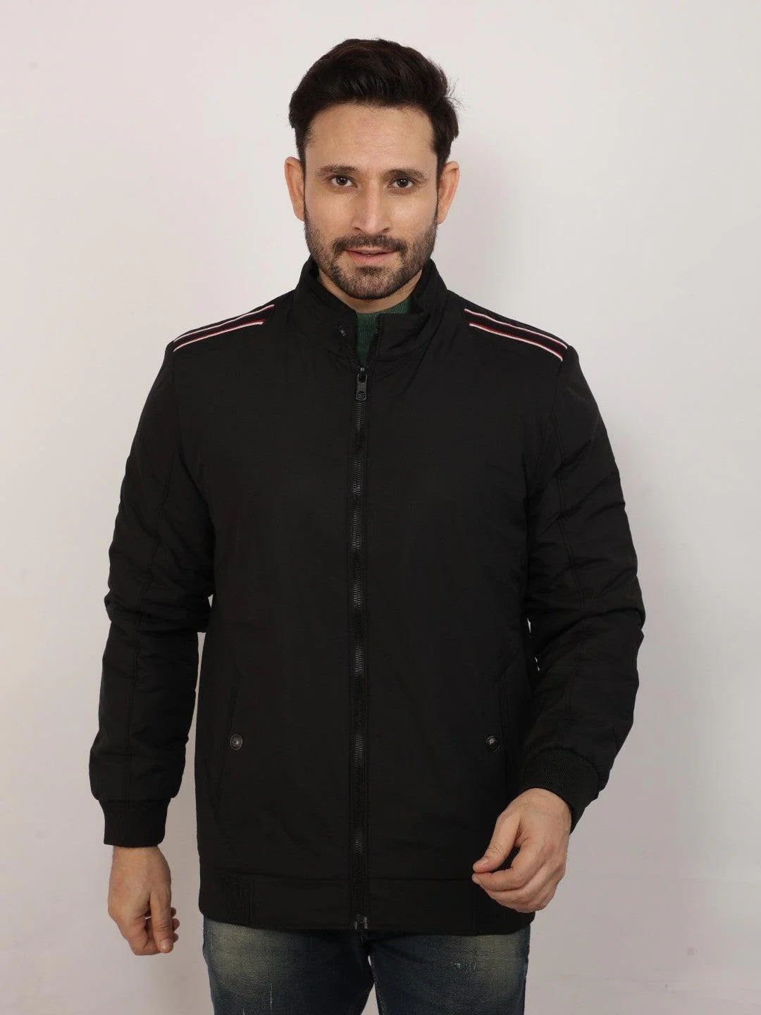 Black Solid Zipper Jacket - Image 6