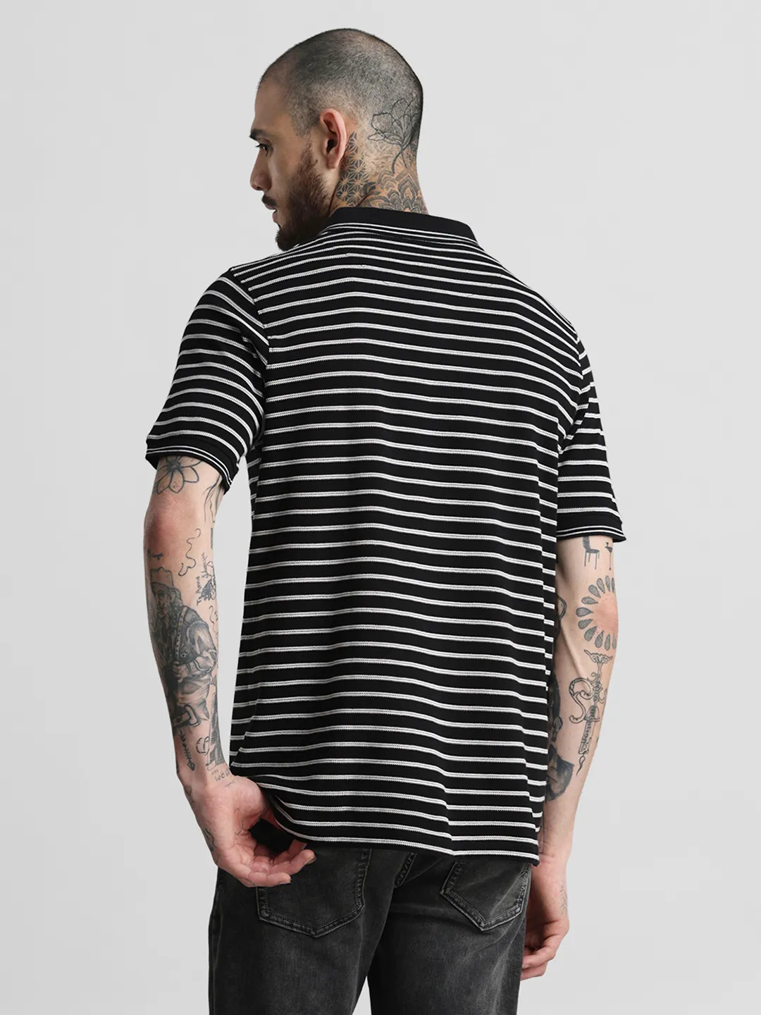 Black Striped Polo T-Shirt - Image 7