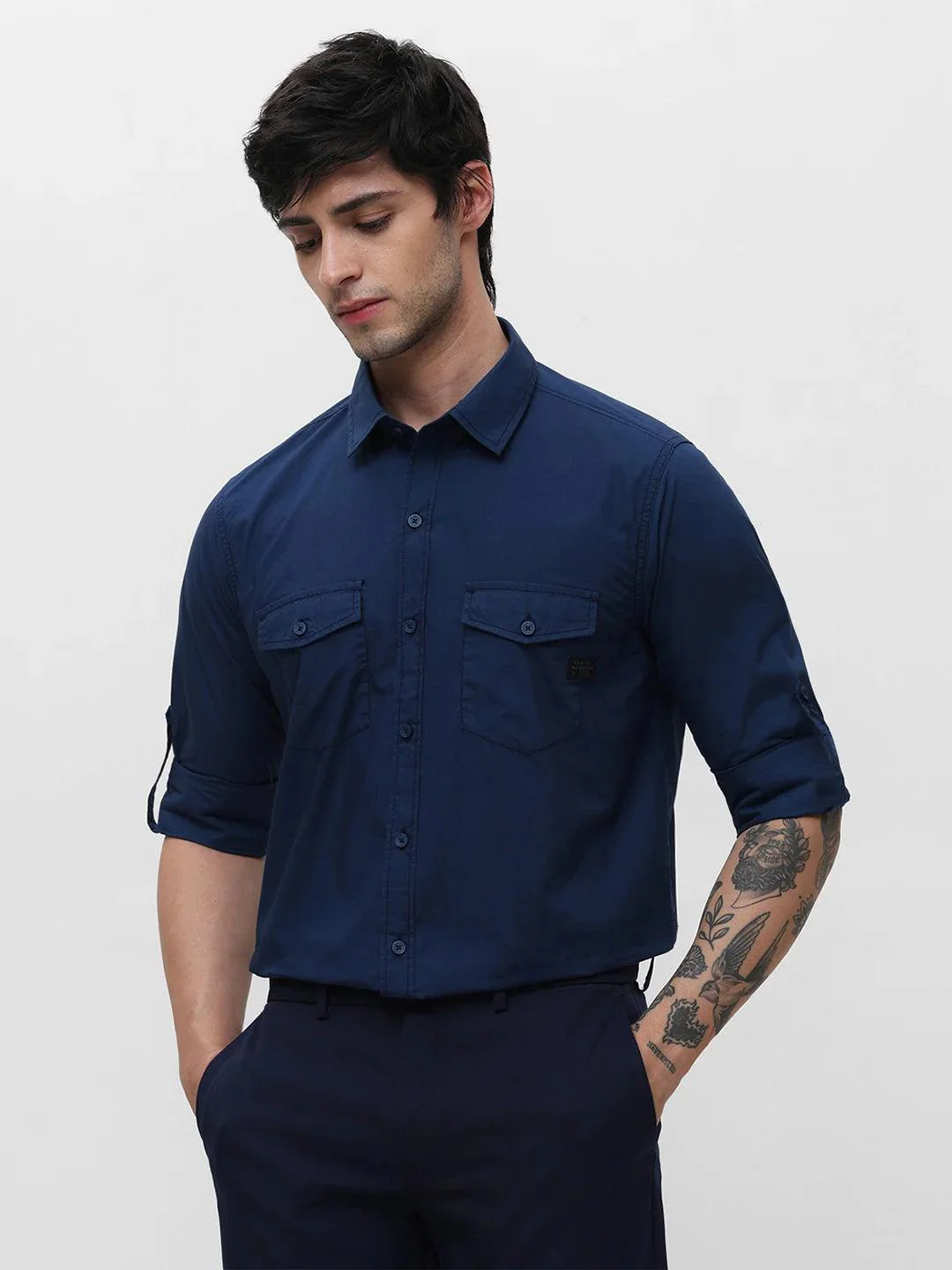 Blue Solid Shirt - Image 3