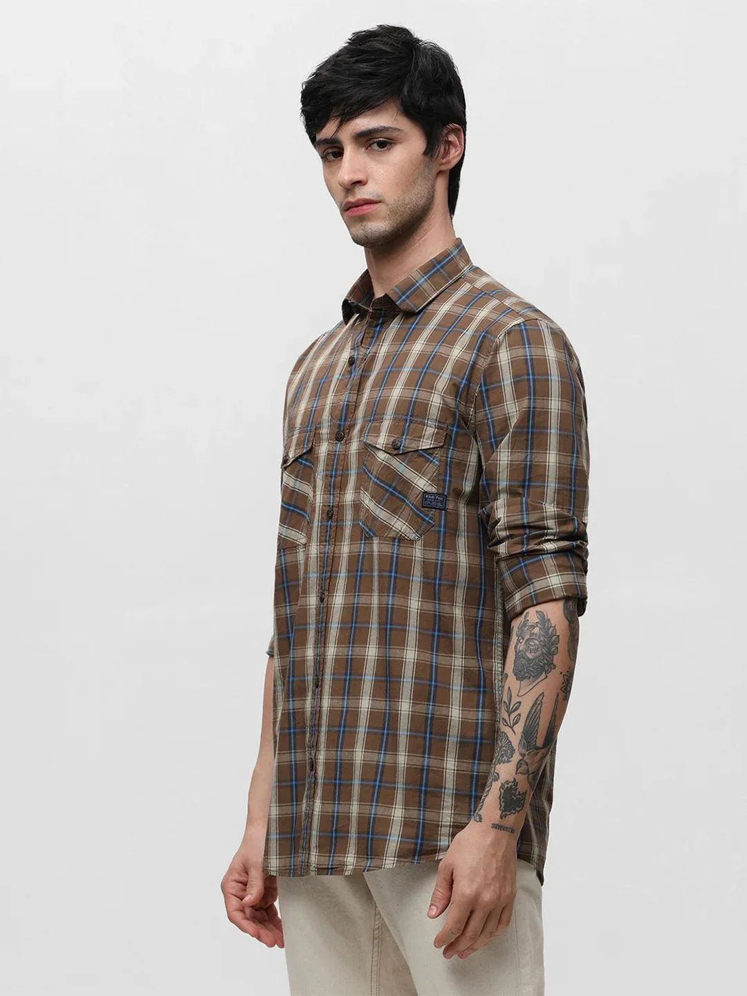 Brown Checkered Shirt - Image 3
