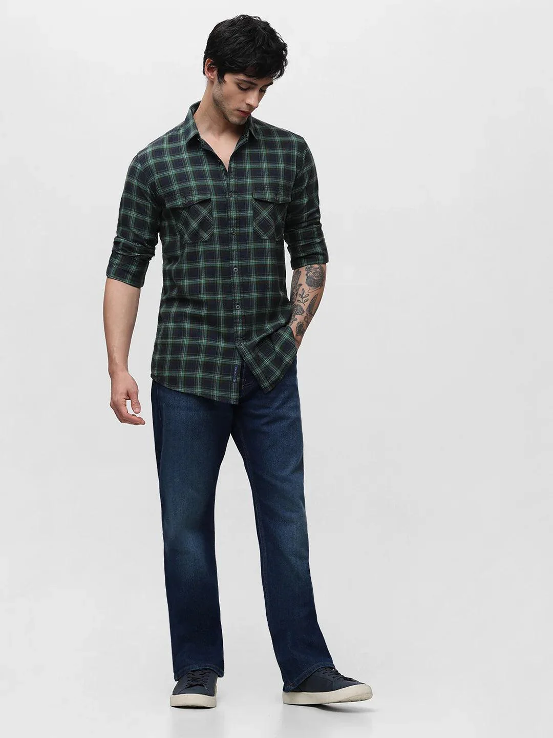 Green Checkered Indigo Dyed Shirt - Image 6