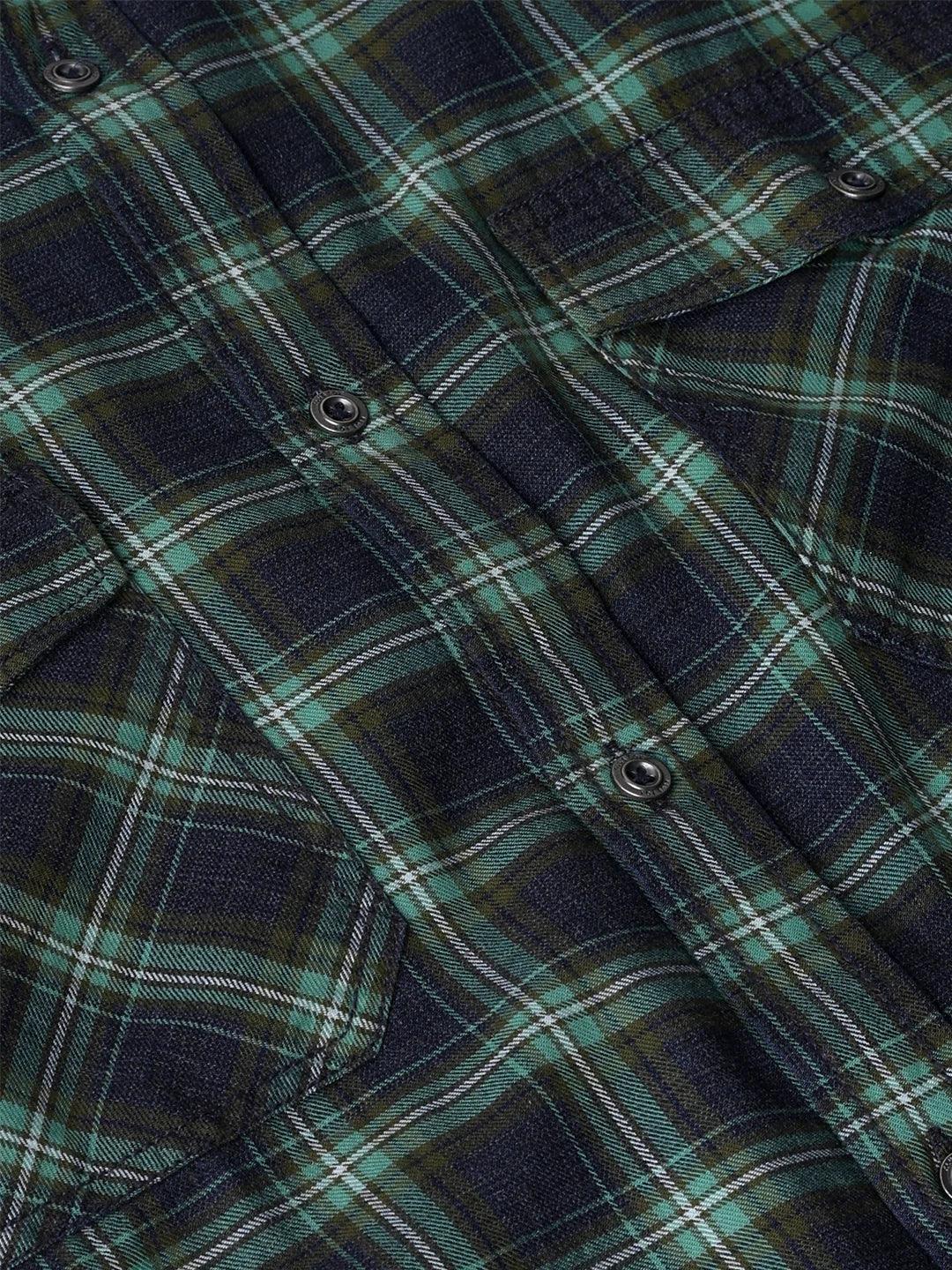 Green Checkered Indigo Dyed Shirt - Image 7