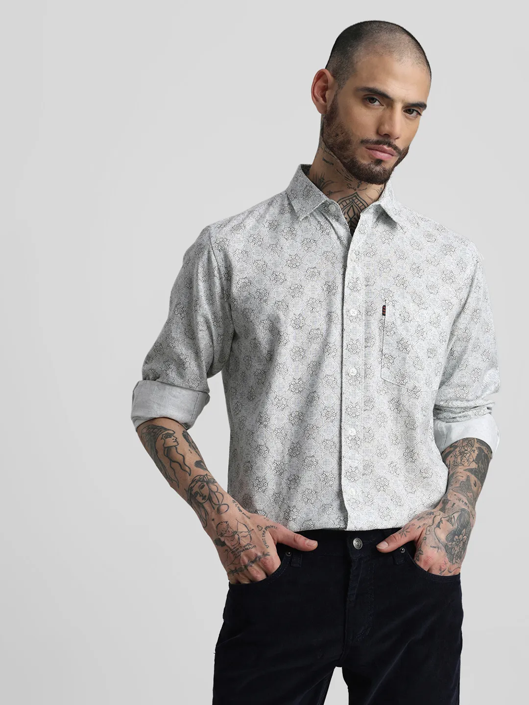 Grey Printed Shirt - Image 3