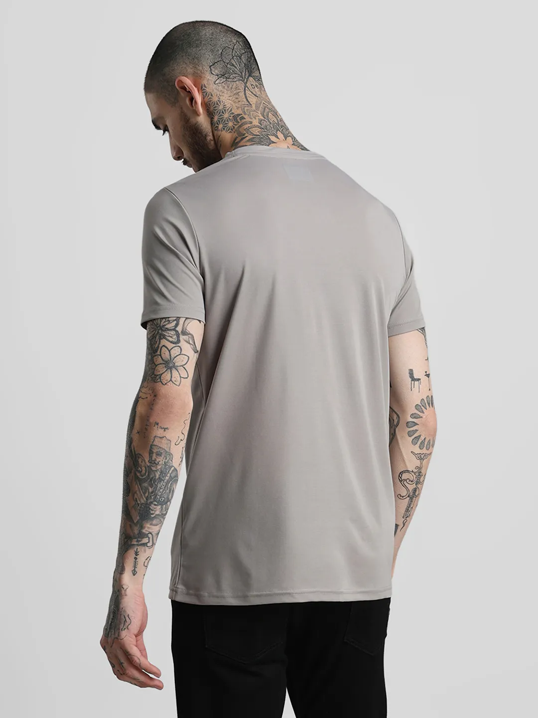 Grey Printed Crew T-Shirt - Image 5