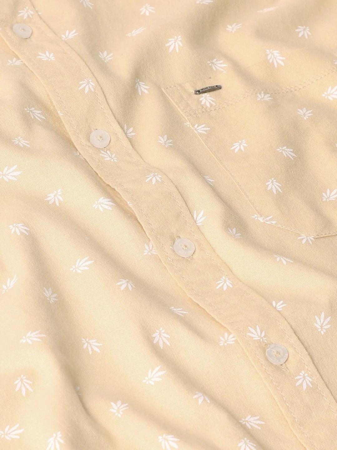 Yellow Band Collar Printed Shirt - Image 4