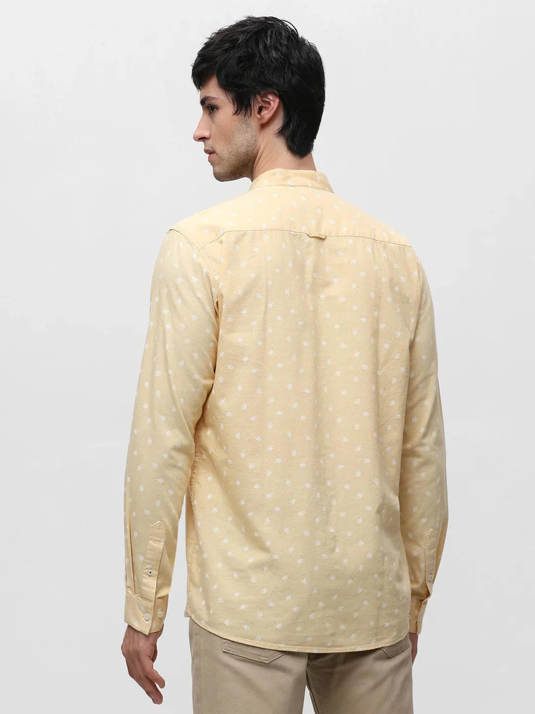 Yellow Band Collar Printed Shirt - Image 6