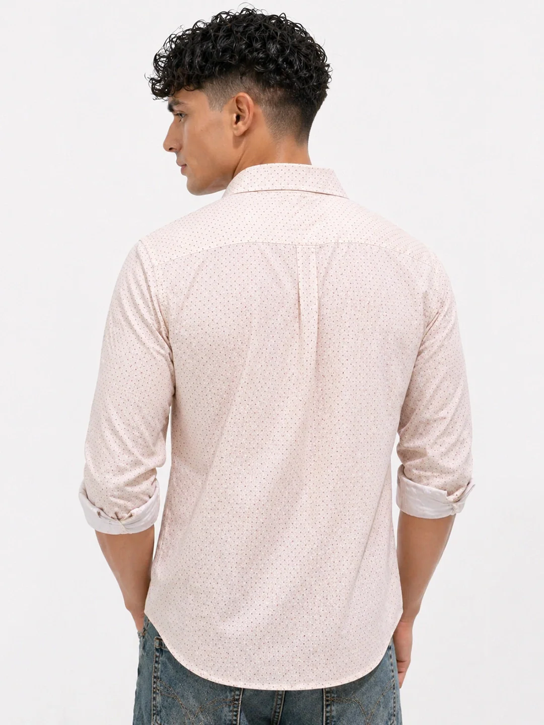 Cream Beige Printed Shirt - Image 3