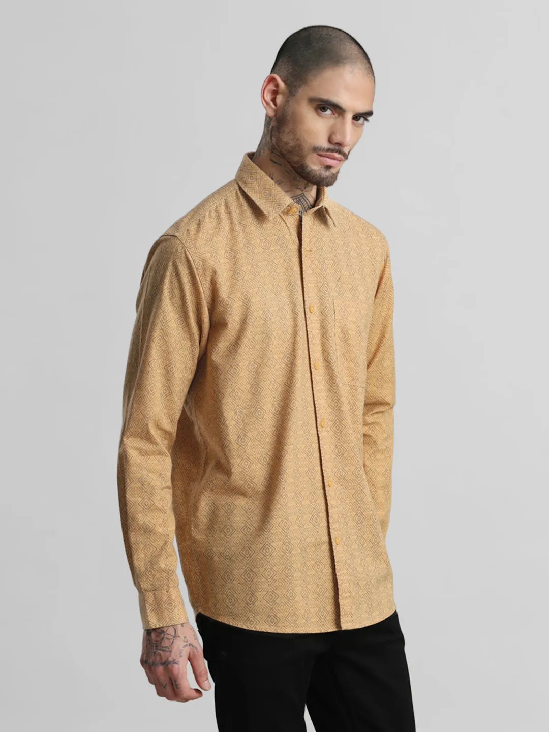 Mustard Printed Shirt - Image 3