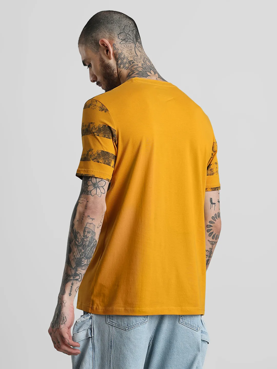 Mustard Printed Crew T-Shirt - Image 4