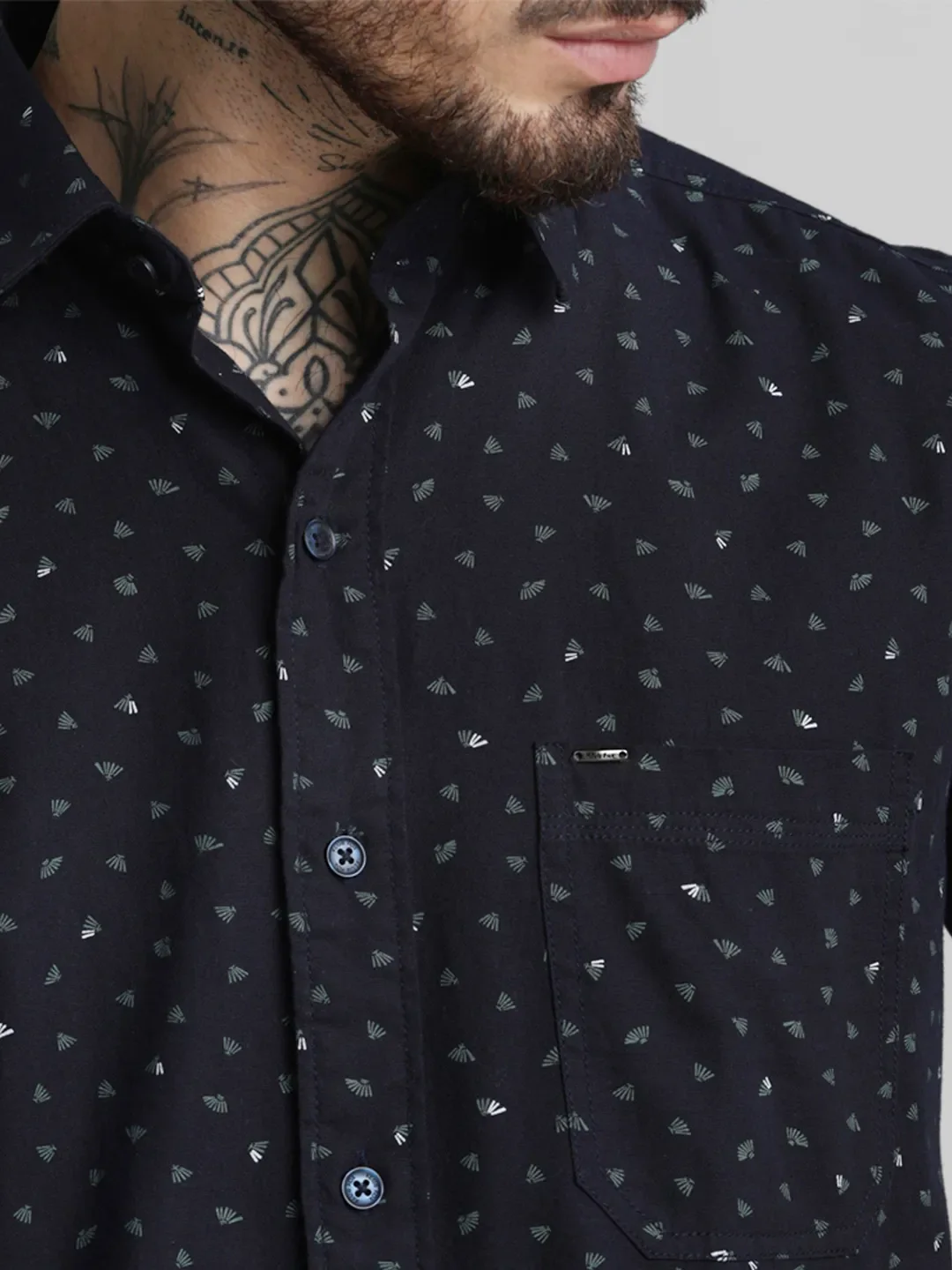 Navy Printed Shirt - Image 3
