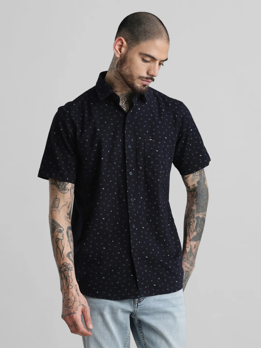 Navy Printed Shirt - Image 7