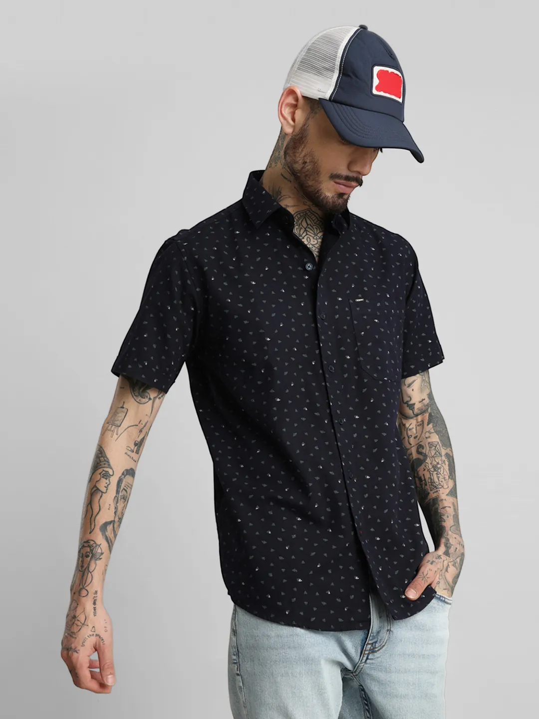 Navy Printed Shirt - Image 8