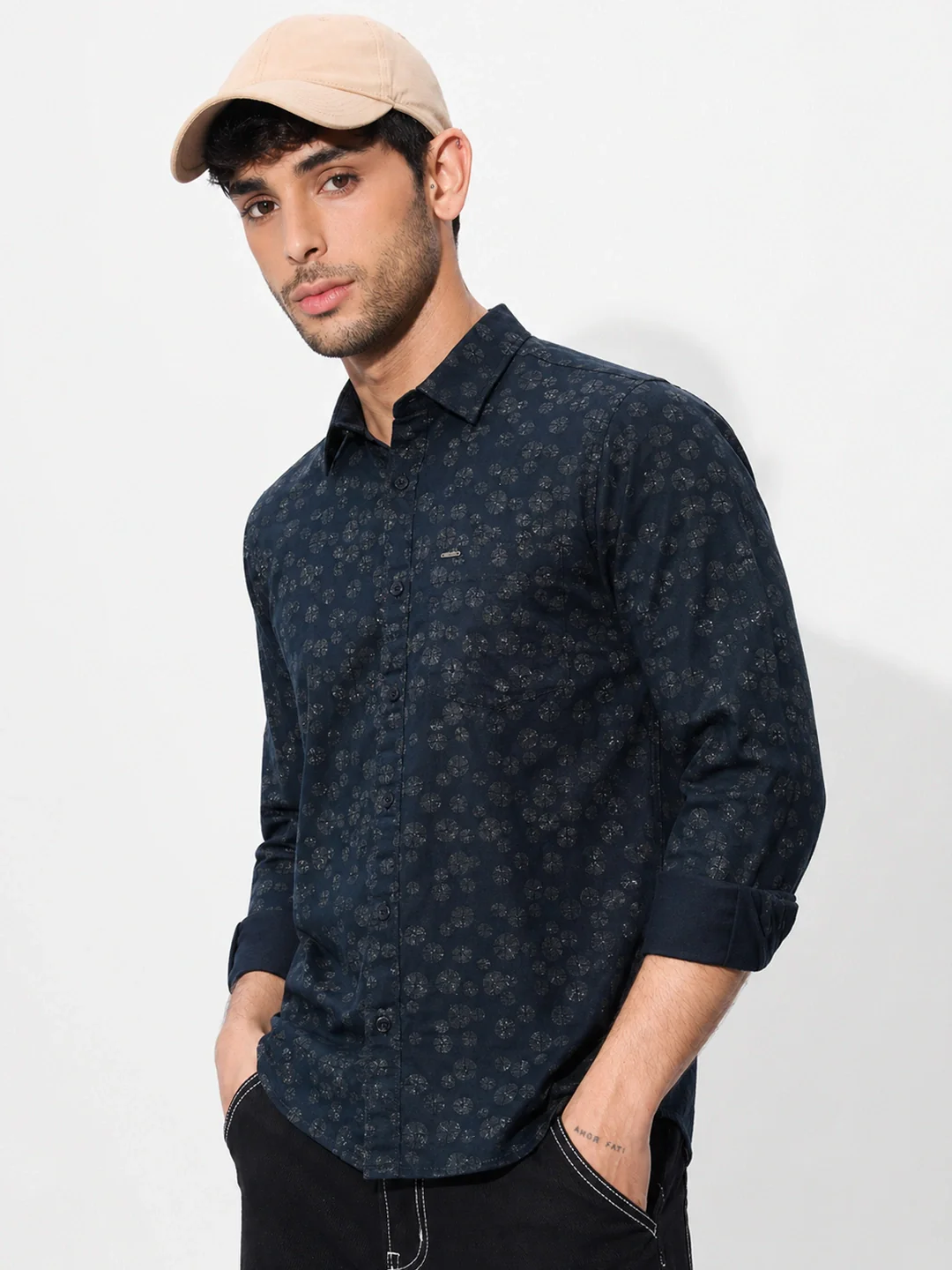 Navy Printed Shirt - Image 3