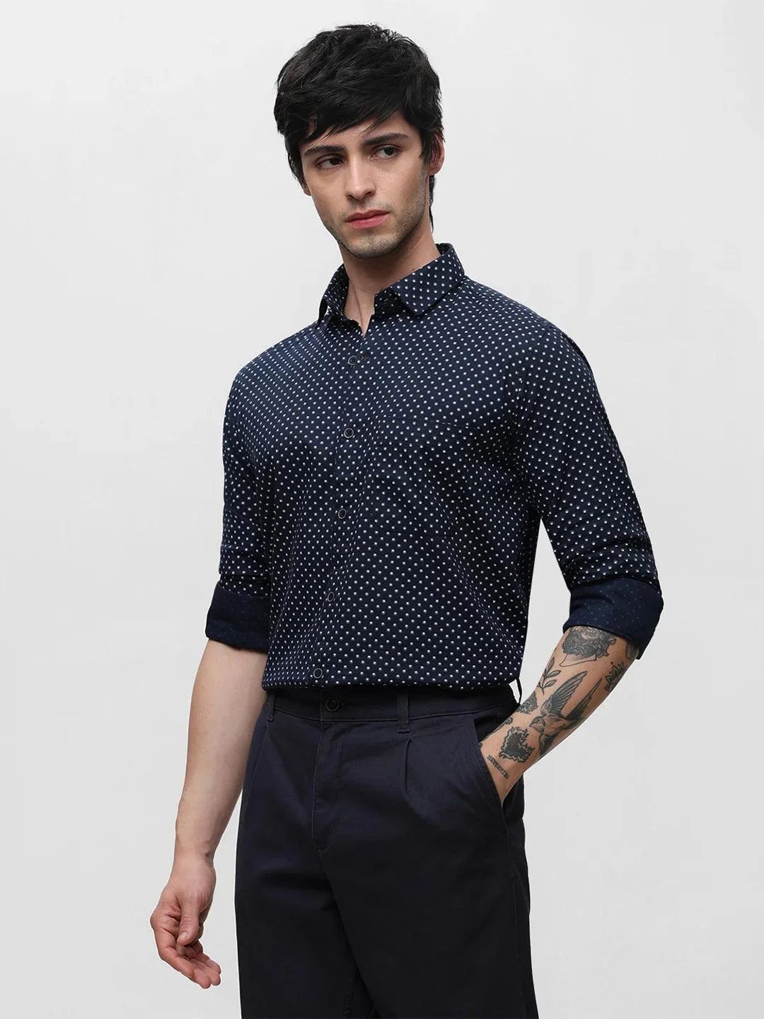 Navy Printed Shirt - Image 3