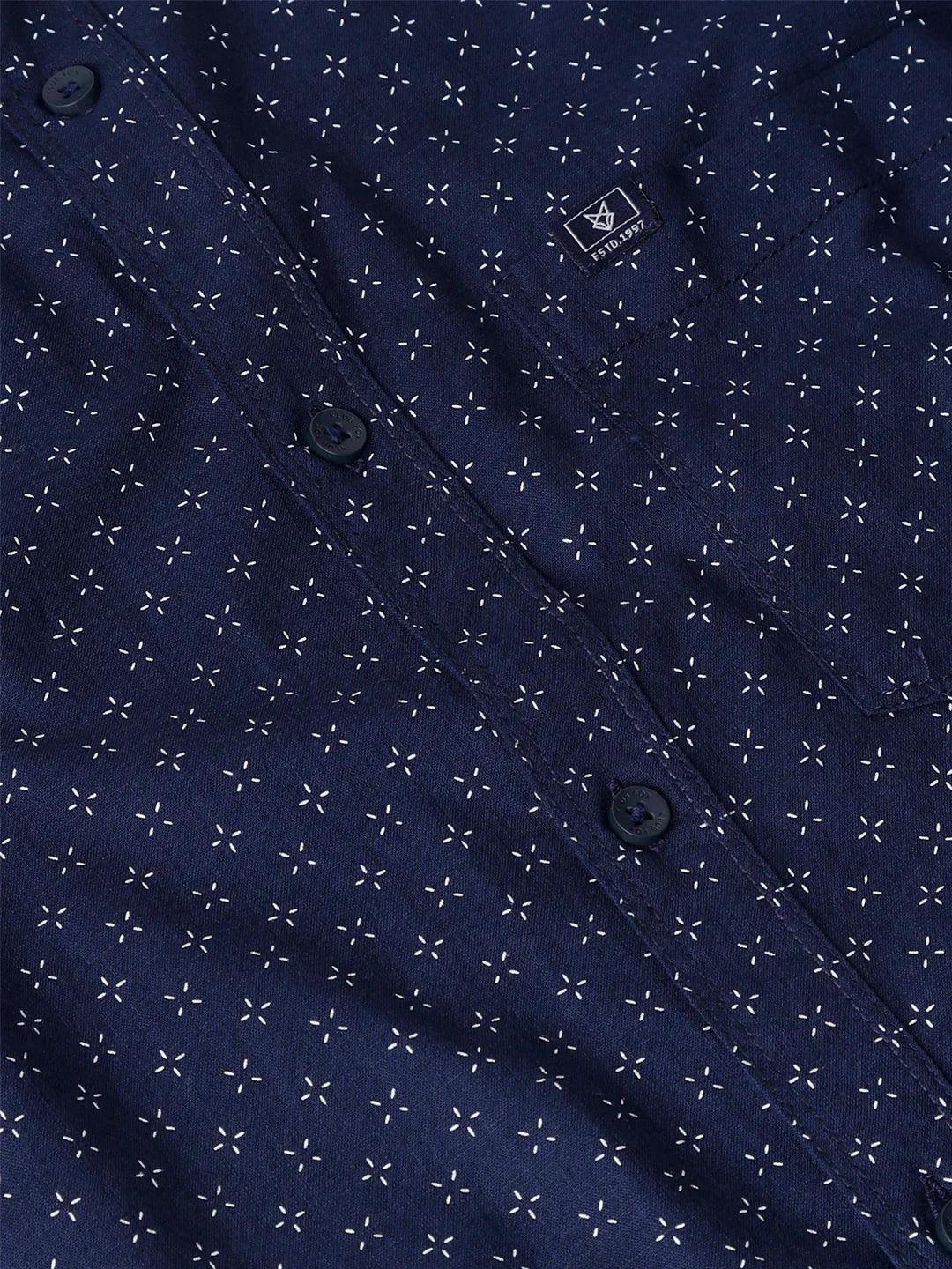Navy Printed Shirt - Image 7